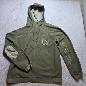 Burton Hoodie Jacket Mens Extra Large Green Waffle Knit Full Zip Y2K Skate Snow